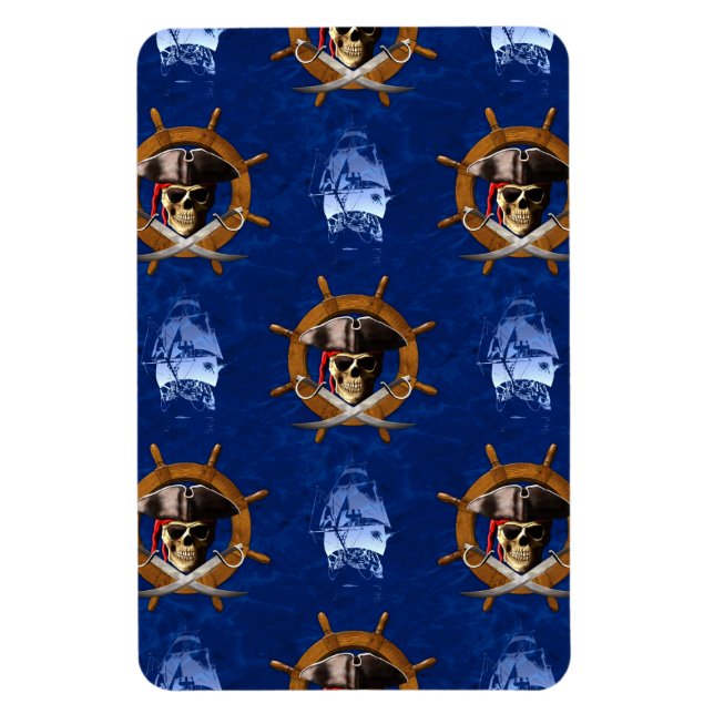 Jolly Roger Pirate Wheel Magnet (Vertical)