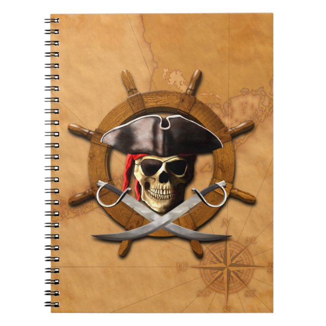 Jolly Roger Pirate Wheel Notebook (Front)