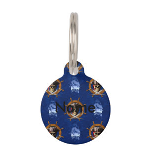 Jolly Roger Pirate Wheel Pet Tag