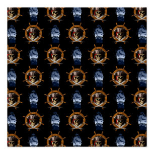 Jolly Roger Pirate Wheel Poster