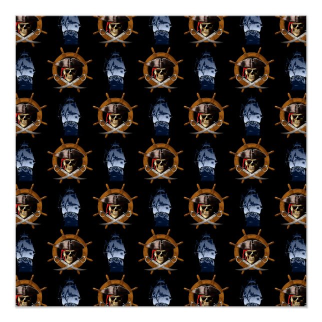 Jolly Roger Pirate Wheel Poster (Front)