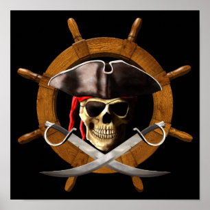 Jolly Roger Pirate Wheel Poster