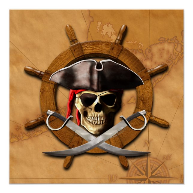 Jolly Roger Pirate Wheel Poster (Front)