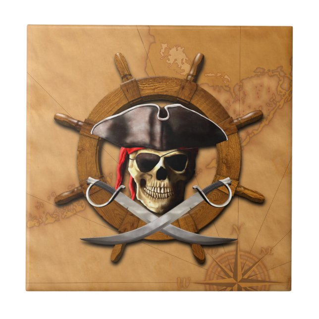 Jolly Roger Pirate Wheel Tile (Front)
