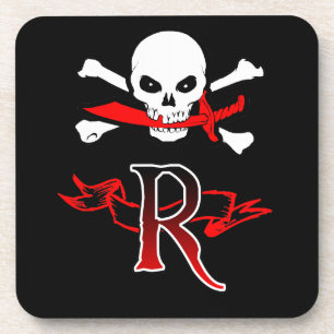 Jolly Roger R Monogram Initial Coaster