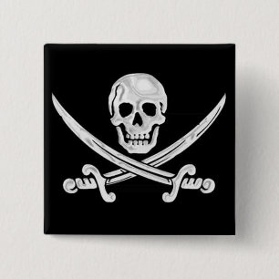 Jolly Roger Skull 15 Cm Square Badge