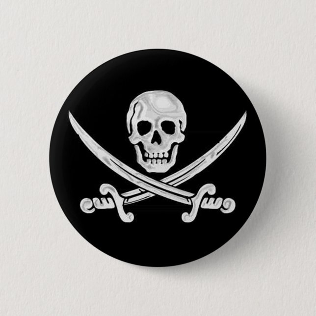 Jolly Roger Skull 6 Cm Round Badge (Front)