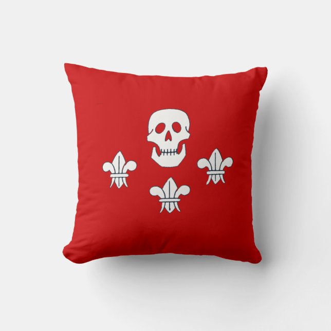 JOLLY ROGER SKULL AND FLEUR DE LISE FLAG, CUSHION (Front)