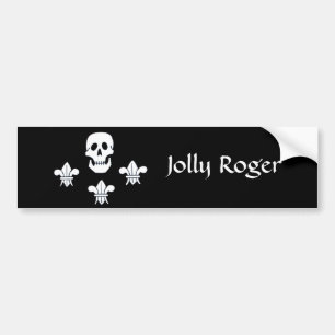 JOLLY ROGER SKULL AND THREE LILIES FLAG BUMPER STICKER