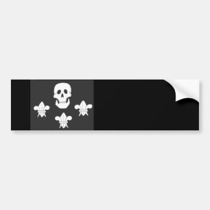JOLLY ROGER SKULL AND THREE LILIES FLAG BUMPER STICKER