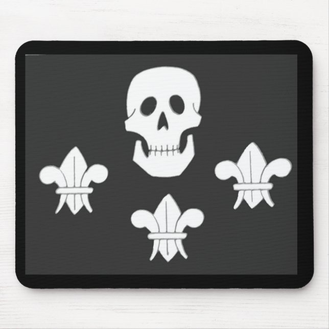 JOLLY ROGER SKULL AND THREE LILIES FLAG MOUSE PAD (Front)