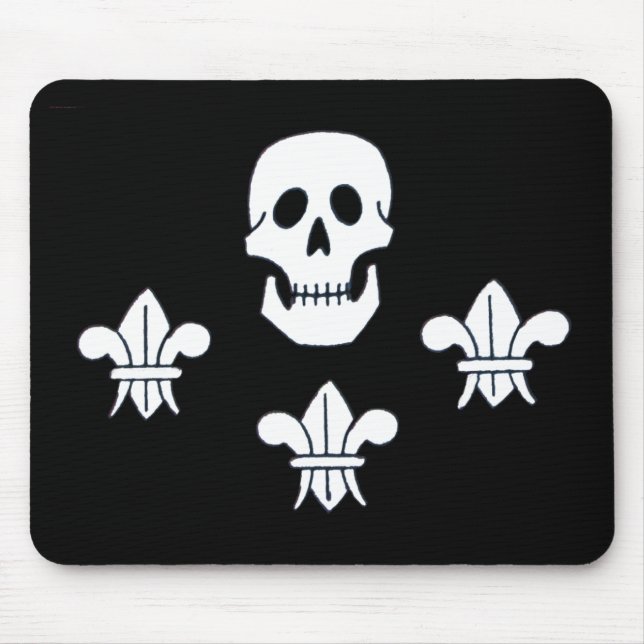 JOLLY ROGER SKULL AND THREE LILIES FLAG MOUSE PAD (Front)