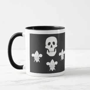 JOLLY ROGER SKULL AND THREE LILIES FLAG MUG