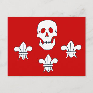 JOLLY ROGER SKULL AND THREE LILIES FLAG POSTCARD