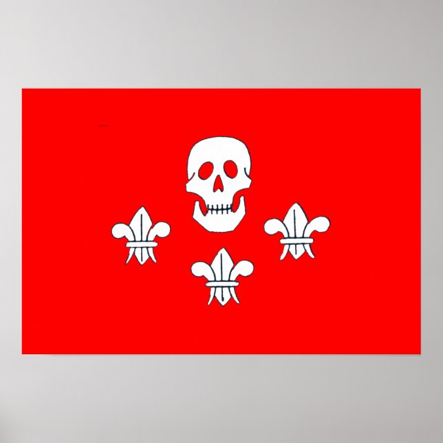JOLLY ROGER SKULL AND THREE LILIES FLAG POSTER (Front)