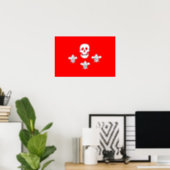JOLLY ROGER SKULL AND THREE LILIES FLAG POSTER (Home Office)