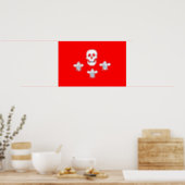 JOLLY ROGER SKULL AND THREE LILIES FLAG POSTER (Kitchen)