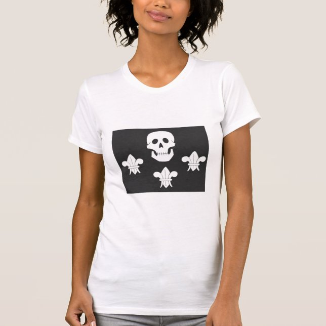 JOLLY ROGER SKULL AND THREE LILIES FLAG T-Shirt (Front)