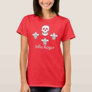 JOLLY ROGER SKULL AND THREE LILIES FLAG T-Shirt