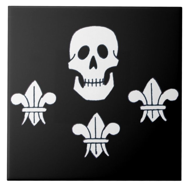 JOLLY ROGER SKULL AND THREE LILIES FLAG TILE (Front)
