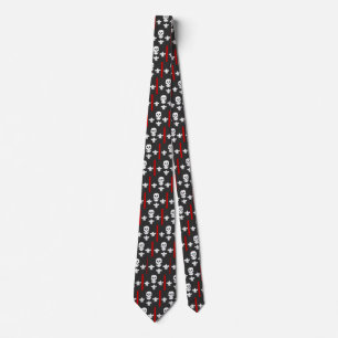 JOLLY ROGER SKULL AND THREE LILLES  FLAG TIE