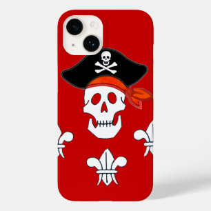 JOLLY ROGER SKULL, PIRATE HAT  AND THREE LILIES Case-Mate iPhone 14 CASE