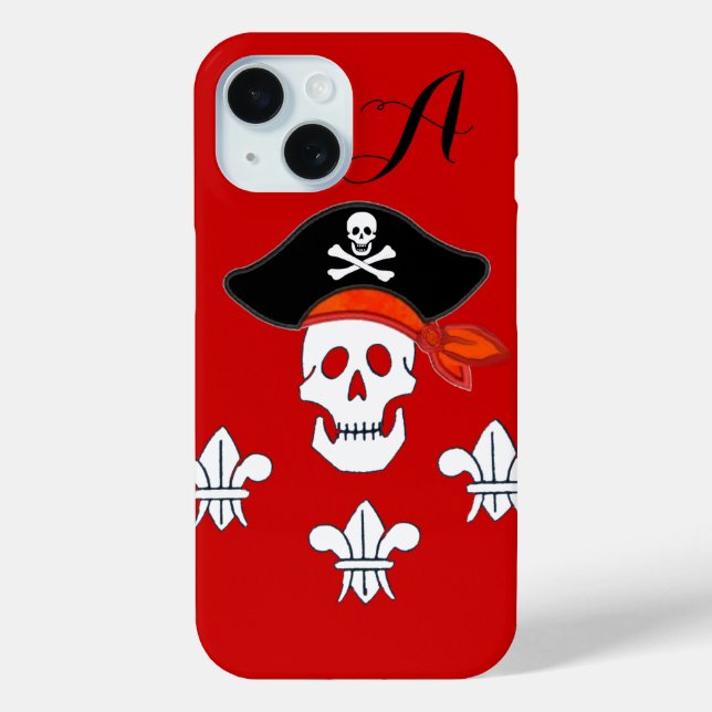 JOLLY ROGER SKULL,PIRATE HAT,THREE LILIES MONOGRAM Case-Mate iPhone CASE (Back)