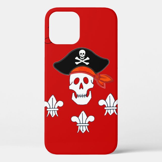 JOLLY ROGER SKULL,PIRATE HAT,THREE LILIES MONOGRAM Case-Mate iPhone CASE (Back)