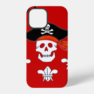 JOLLY ROGER SKULL,PIRATE HAT,THREE LILIES MONOGRAM iPhone CASE