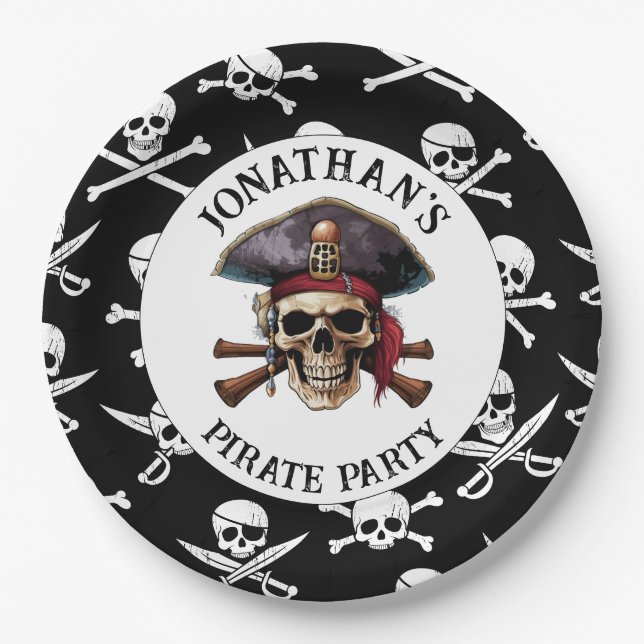 JOLLY ROGER  SKULL PIRATE Paper Plate (Front)
