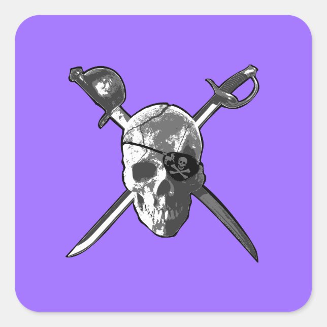 Jolly Roger Swords Square Sticker (Front)
