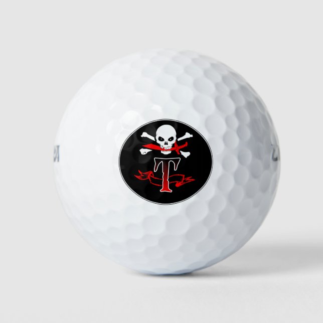 Jolly Roger T Monogram Initial Golf Balls (Front)