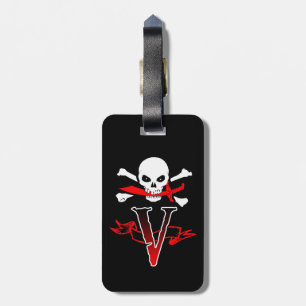 Jolly Roger V Monogram Initial Luggage Tag