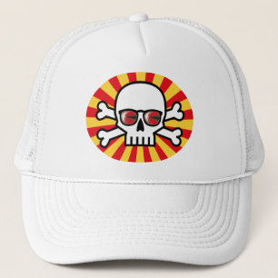Jolly Roger wearing red sunglasses Trucker Hat