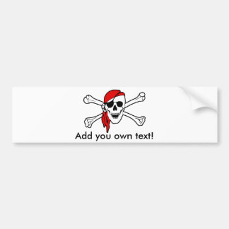 Jolly roger with red bandanna bumper sticker