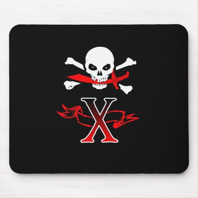 Jolly Roger X Monogram Initial Mouse Pad (Front)