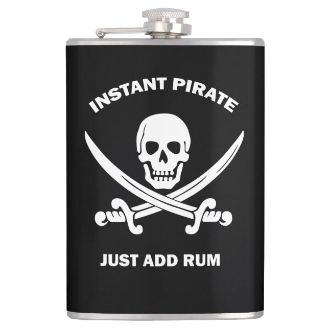 Jolly Rogers Instant Pirate Add Rum  Hip Flask (Front)