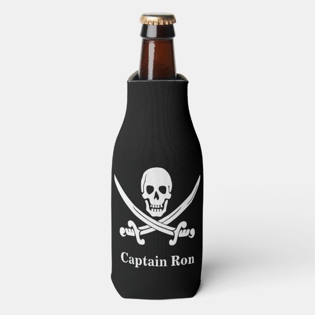 Jolly Rogers Pirate Captain Custom   Bottle Cooler (Bottle Front)