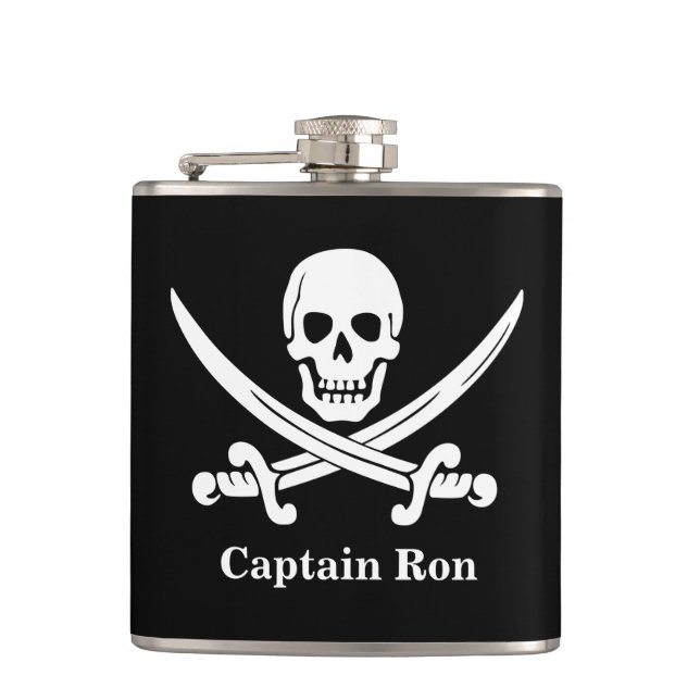 Jolly Rogers Pirate Captain Custom Liquor Flask (Front)