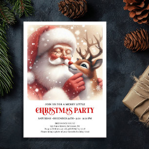 Jolly Santa and Rudolph Christmas Celebration  Invitation