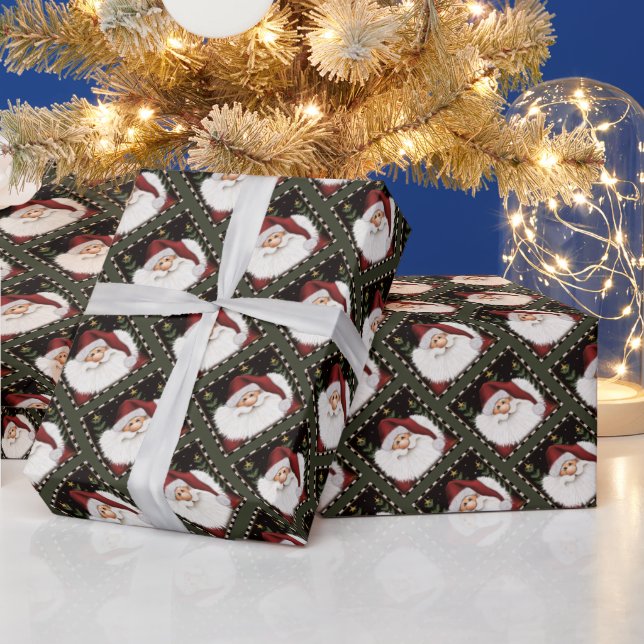 Jolly Santa Beard Christmas Festive Inspirivity Wrapping Paper (Holidays)