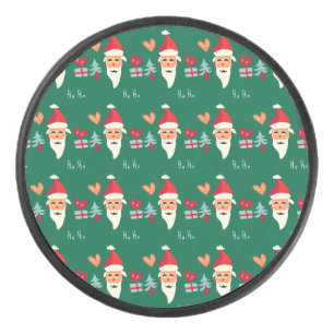 Jolly Santa Christmas Design Hockey Puck