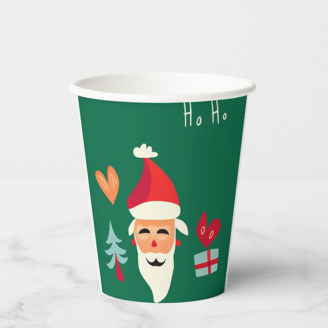 Jolly Santa Christmas Design Paper Cups (Front)