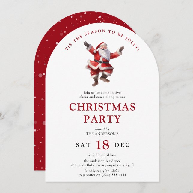 Jolly Santa Christmas Party Invitation (Front/Back)