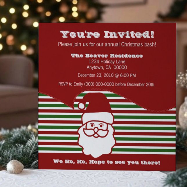 Jolly Santa Christmas Party Invite (Jolly Santa Christmas Party Invitation
)
