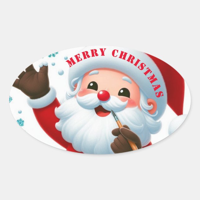 Jolly Santa Classic Round Stickers (Front)
