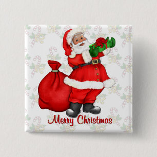 Jolly Santa Claus 15 Cm Square Badge