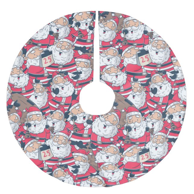 Jolly Santa Claus  Brushed Polyester Tree Skirt (Front)