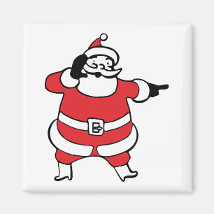 Jolly Santa Claus Calling Reindeer on Christmas Magnet