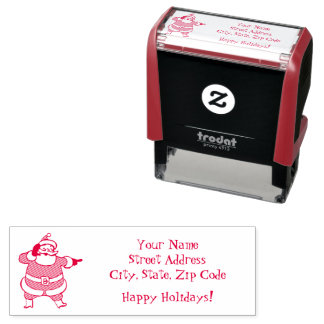 Jolly Santa Claus Calling Reindeer on Christmas Self-inking Stamp